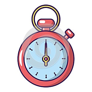 Stopwatch icon, cartoon style.