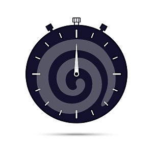 Stopwatch icon. Dark color isolated on white background. Flat style. Vector