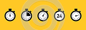 Stopwatch icon set. Timer icon. Vector EPS 10. Isolated on background