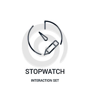 stopwatch icon vector from interaction set collection. Thin line stopwatch outline icon vector illustration
