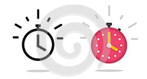 Stopwatch icon vector line outline art graphic set, flat chronometer timer stop watch pictogram simple countdown deadline symbol