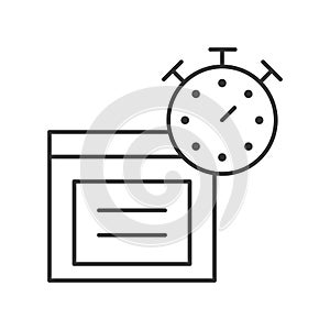 Stopwatch and parcel box, line icon estimate shipping and delivery time service