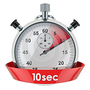 Stopwatch with 10 seconds timer. 3D rendering