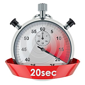 Stopwatch with 20 seconds timer. 3D rendering