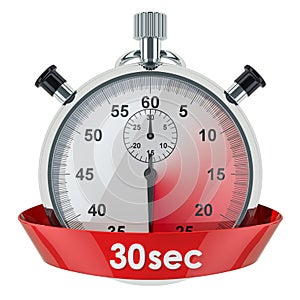 Stopwatch with 30 seconds timer. 3D rendering
