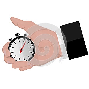 Stopwatch. Stopwatch in hand. Vector illustration