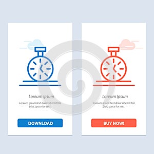 Stopwatch, Time, Timer, Count  Blue and Red Download and Buy Now web Widget Card Template