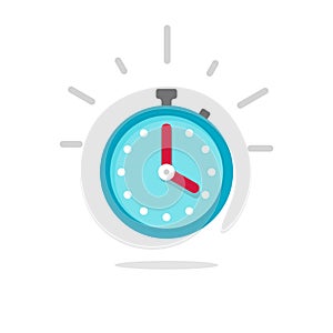 Stopwatch or timer with fast time count down icon vector, flat cartoon chronometer symbol or pictogram isolated image