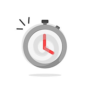 Stopwatch or timer with fast time count down icon vector, flat cartoon color chronometer sign or pictogram isolated