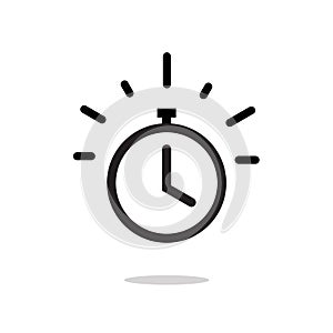 Stopwatch or timer with fast time count down icon vector, line outline chronometer symbol or pictogram