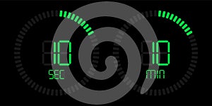 Stopwatch timer green digital time countdown