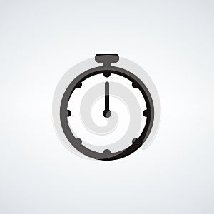Stopwatch or timer icon, logo. Chronometer, deadline time interval sign. Time measurement Stock vector illustration photo