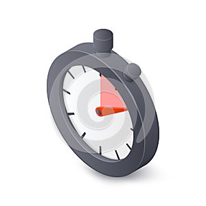 Stopwatch timer isolated on white background. Isometric vector illustration