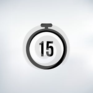 Stopwatch vector icon 15 secs, digital timer. clock and watch, timer, countdown symbol