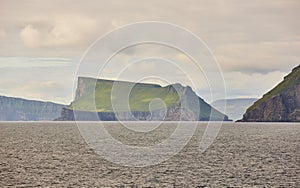 Stora Dimun dramatic island in Faroe archipelago. Atlantic ocean