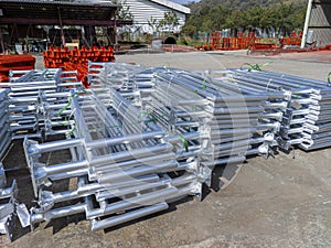 Storage area Steel structure handrail after hot dip galvanization before delivery to the job site photo