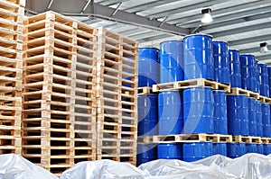 storage of barrels in a chemical factory - logistics and shipping