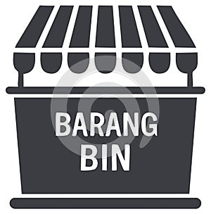 Storage Bin with Awning and BARANG text graphic for organization purposes