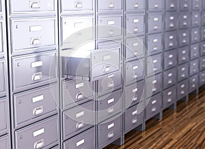 Storage cabinet. The open drawer from which the light shines, arhive