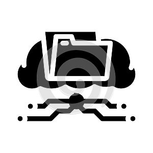 storage cloud computing glyph icon vector illustration