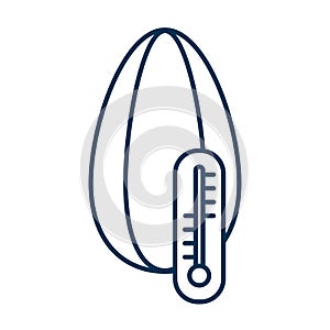 Storage conditions at degrees. Roasting temperature of sunflower seeds. Thermometer and grain.Vector web outline thin