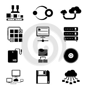 Storage and Data Transfer Icons on White
