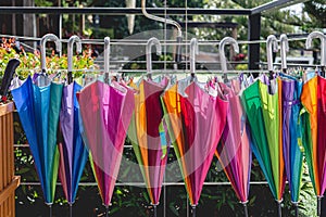 Storage of different colors umbrella