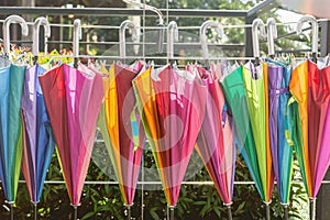 Storage of different colors umbrella