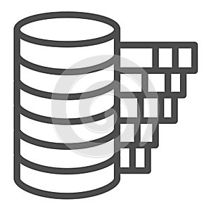 Storage disk drives with chart line icon, data hoarding concept. Vector graphics. Array resource consumption graph sign