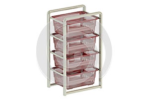 Storage Drawers with plastic boxes. 3D rendering