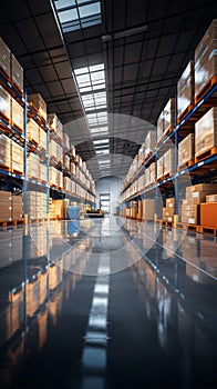 Storage expanse Vast warehouse space houses inventories, embodying efficient logistics operations