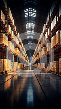 Storage expanse Vast warehouse space houses inventories, embodying efficient logistics operations