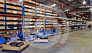 Storage facility showing multi racks product accessible with forklifts.