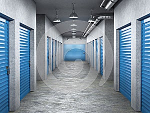storage hall interior with locked doors