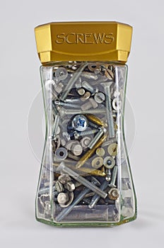 Storage jar with old screws
