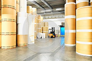 Storage of paper rolls in a large print shop