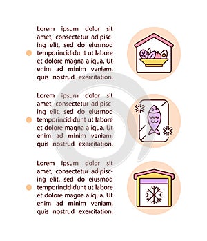 Storage and refrigeration space concept line icons with text