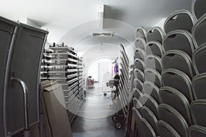 Storage room with chair and table