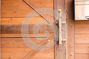 Storage room wooden wall door brown background