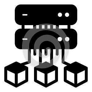 Storage server of crypto tokens solid icon, NFT multiverse concept. Vector graphics. Crypto assets exchange sign on