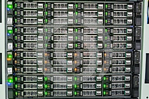 Storage servers are located in the server room of the data center