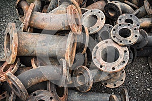 Storage of sewage pipe fittings, Cast iron pipe fittings.