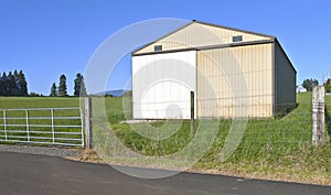 Storage shed in a field Oregon.