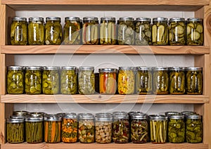 Storage shelves with canned food