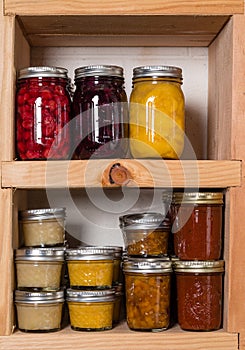 Storage shelves with canned food