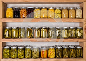 Storage shelves with canned food