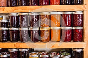 Storage shelves with canned goods