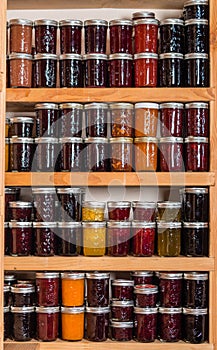 Storage shelves with canned goods