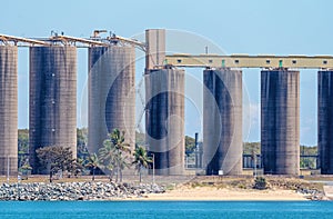Storage Silos At An Australian Harbour Wharf