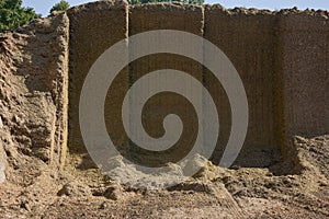 Storage silos in a trench silo